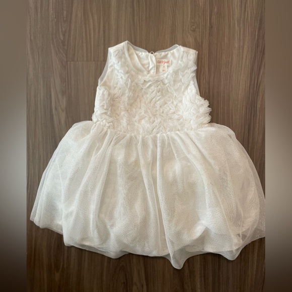 Girls Cream Rosette Tulle Dress Toddlers - Cat & Jack 4T - Picture 3 of 7